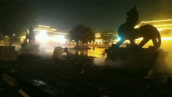 山西榆次貔貅廣場(chǎng)冷霧